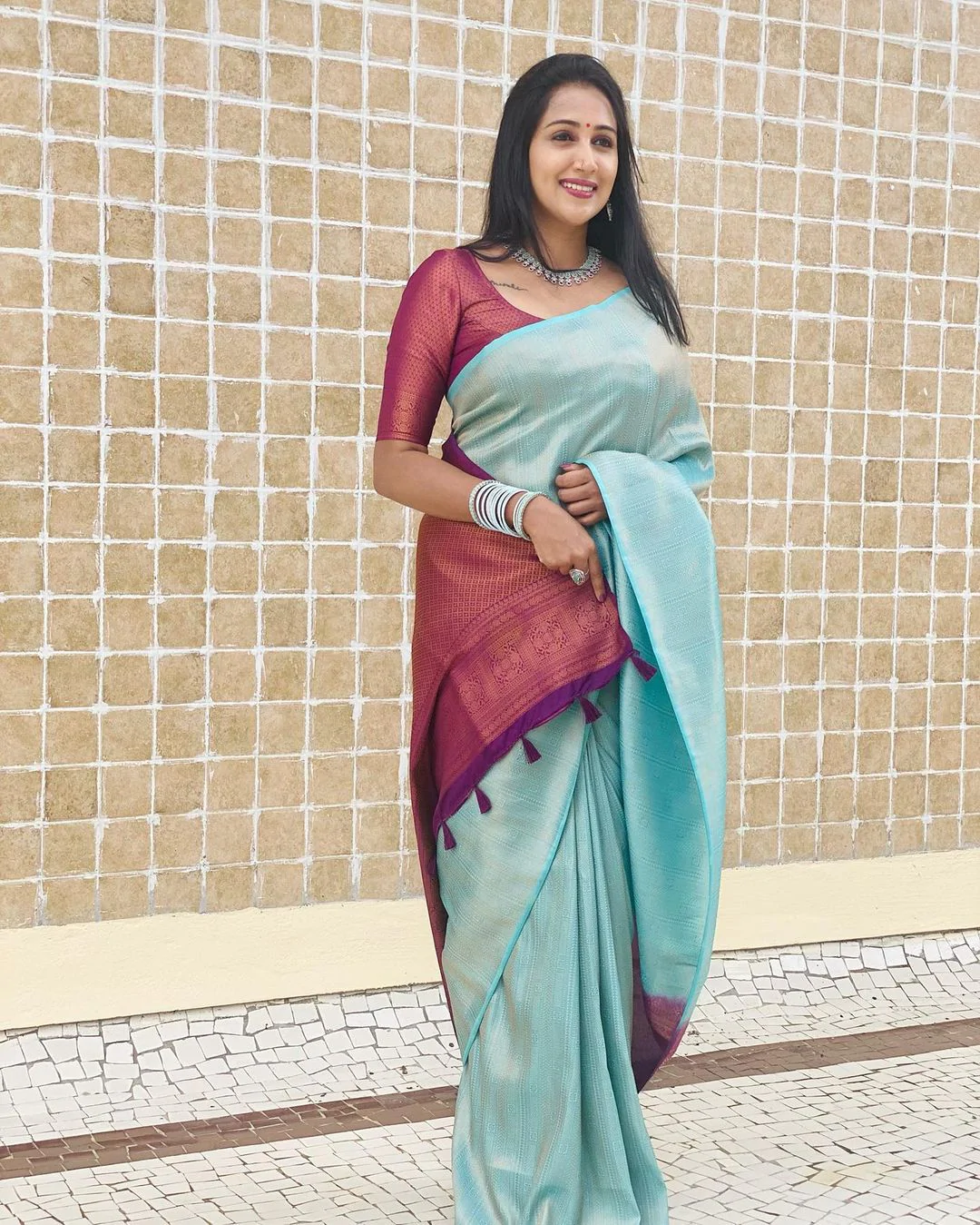 Majestic Firozi Soft Silk Saree With Excellent Blouse Piece