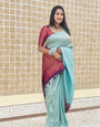 Majestic Firozi Soft Silk Saree With Excellent Blouse Piece