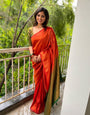 Supernal Red Soft Silk Saree With Murmurous Blouse Piece