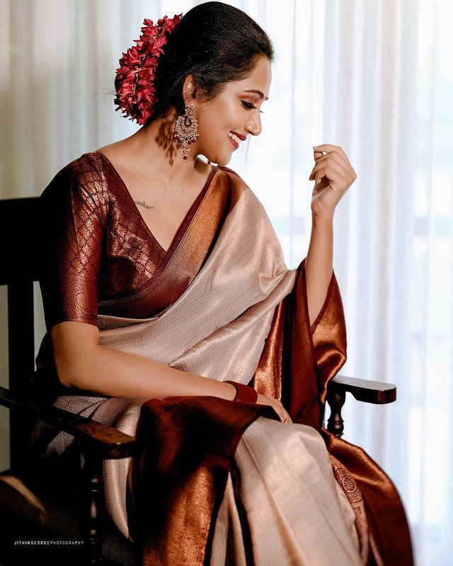 Palimpsest Beige Soft Silk Saree with Lissome Blouse Piece