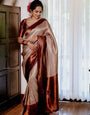 Palimpsest Beige Soft Silk Saree with Lissome Blouse Piece