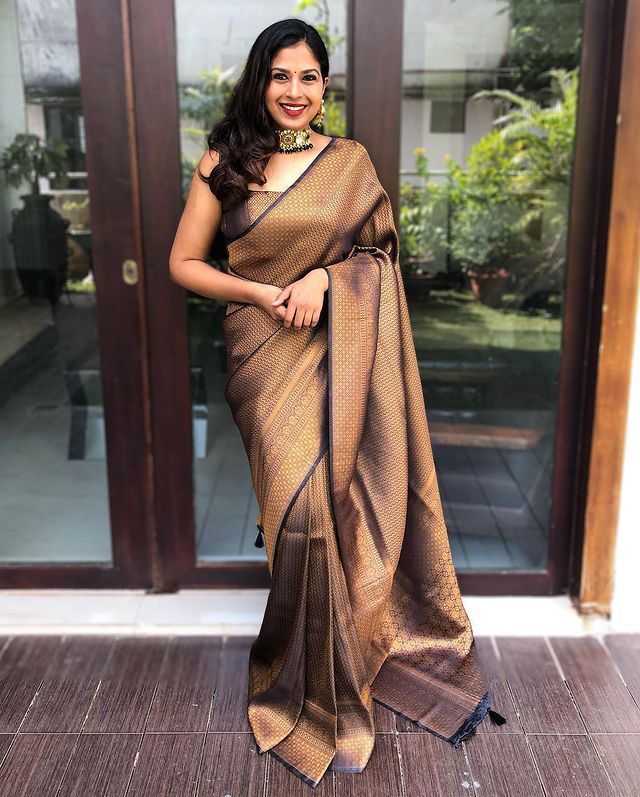 Seraglio Black Soft Silk Saree With Gorgeous Blouse Piece