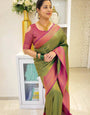 Vibrant Green Soft Silk Saree With Surreptitious Blouse Piece