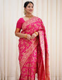 Redolent Dark Pink Soft Banarasi Silk Saree With Prodigal Blouse Piece