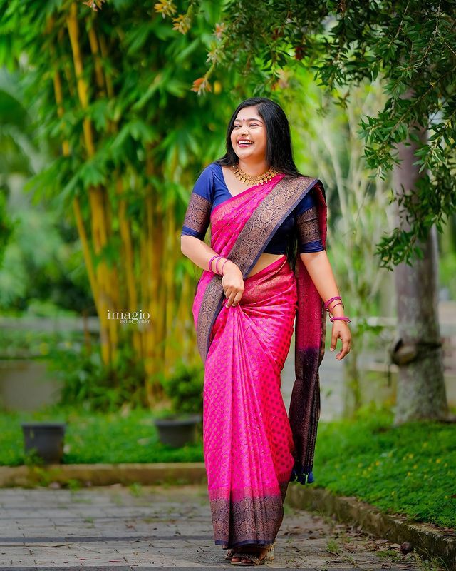 Ratatouille Dark Pink Soft Silk Saree With Unequalled Blouse Piece