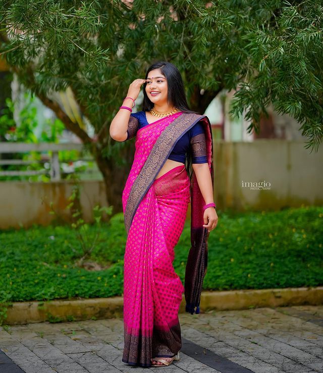 Ratatouille Dark Pink Soft Silk Saree With Unequalled Blouse Piece