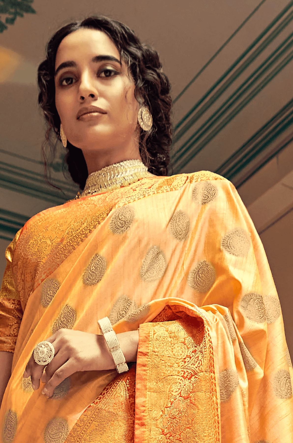 Innovative Orange Soft Banarasi Silk Saree With Phenomenal Blouse Piece