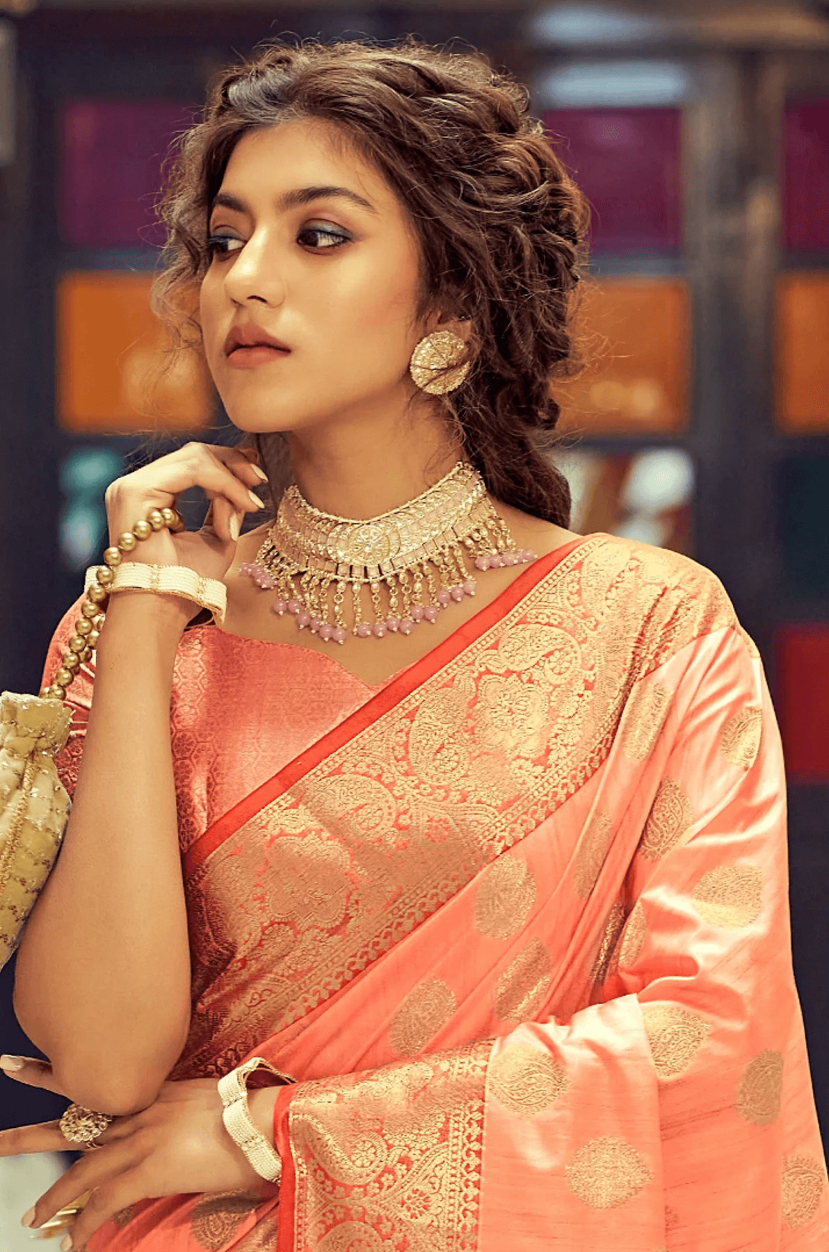 Marvellous Peach Soft Banarasi Silk Saree With Adorable Blouse Piece