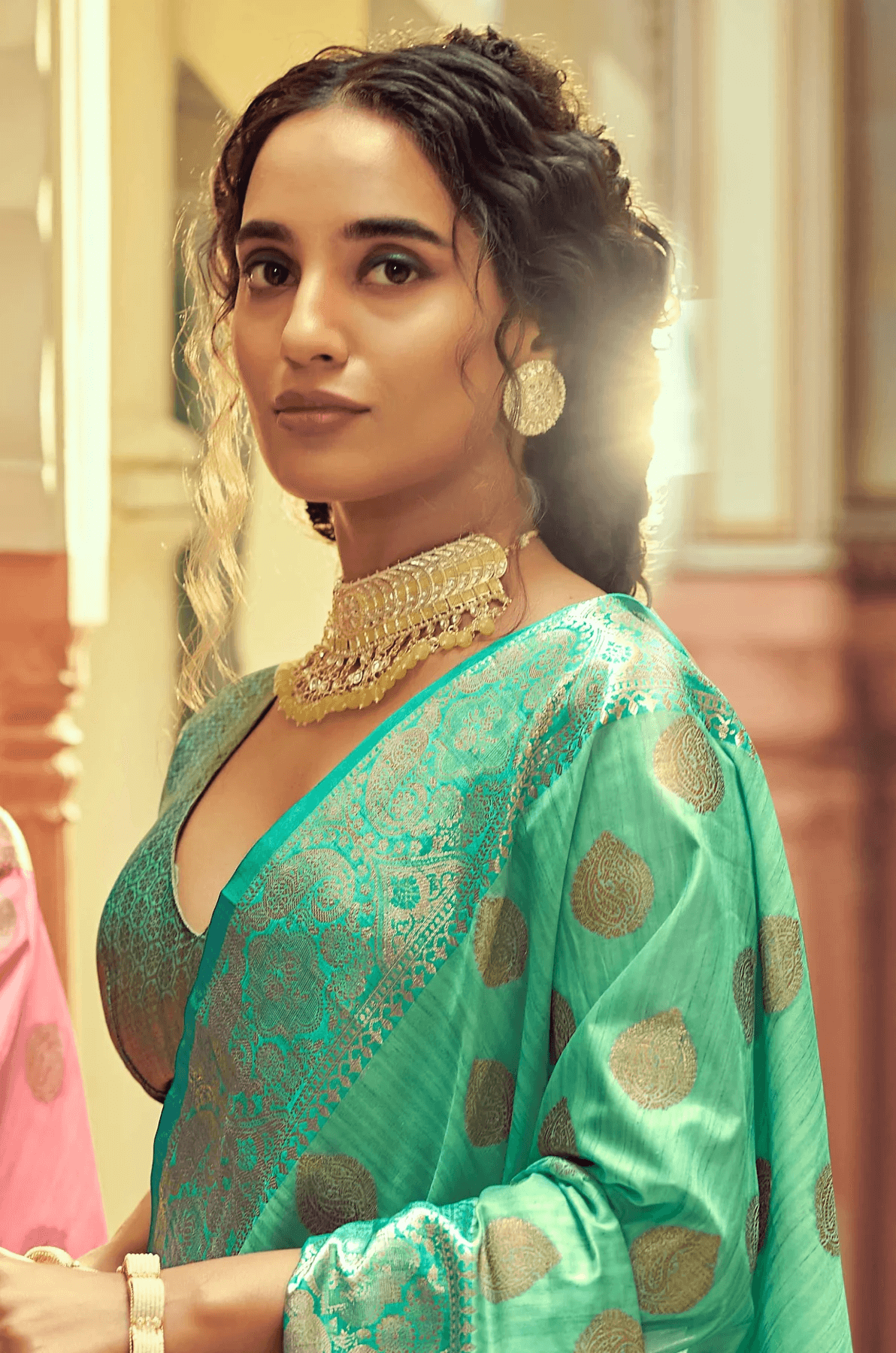 Nectarous Sea Green Soft Banarasi Silk Saree With Fancifull Blouse Piece