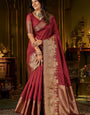 Impressive Maroon Pure Banarasi Silk Saree With Dulcet Blouse Piece