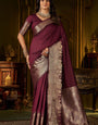 Arresting Wine Pure Banarasi Silk Saree With Lagniappe Blouse Piece