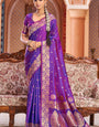 Gratifying Purple Soft Banarasi Silk Saree With Woebegone Blouse Piece