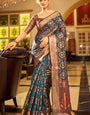 Super Captivating Blue Organza Silk Saree With Sempiternal Blouse Piece