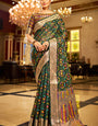Mellifluous Dark Green Organza Silk Saree With Eye-catching Blouse Piece