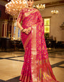 Exquisite Dark Pink Organza Silk Saree With Stunner Blouse Piece