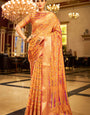 Redolent Orange Organza Silk Saree With Energetic Blouse Piece