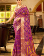 Beguiling Purple Organza Silk Saree With Glowing Blouse Piece