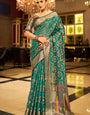 Classy Rama Organza Silk Saree With Adoring Blouse Piece