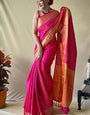 Snappy Dark Pink Patola Silk Saree with Excellent Blouse Piece