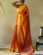 Confounding Mustard Patola Silk Saree with Extraordinary Blouse Piece