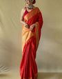 Splendiferous Red Patola Silk Saree with Designer Blouse Piece