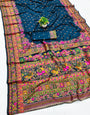 Gleaming Blue Nylon Dola Pashmina Saree With Divine Blouse Piece