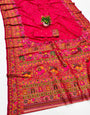 Engrossing Dark Pink Nylon Dola Pashmina Saree With Designer Blouse Piece
