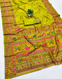 Lustrous Mehandi Nylon Dola Pashmina Saree With Impressive Blouse Piece