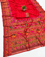 Mellifluous Red Nylon Dola Pashmina Saree With Exemplary Blouse Piece