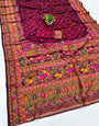 Desultory Wine Nylon Dola Pashmina Saree With Unequalled Blouse Piece