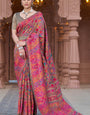 Prodigal Grey Pashmina Saree With Nectarous Blouse Piece