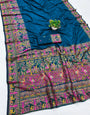 Glamorous Blue Nylon Dola Pashmina Saree With Extraordinary Blouse Piece