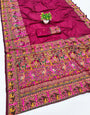 Smashing Wine Nylon Dola Pashmina Saree With Susurrous Blouse Piece