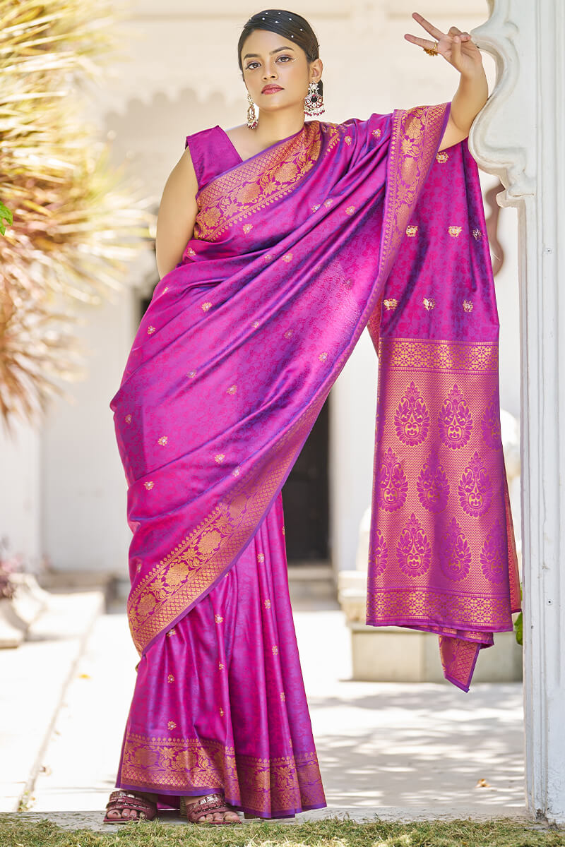 Scrupulous Purple Kanjivaram Silk Saree With Inspiring Blouse Piece