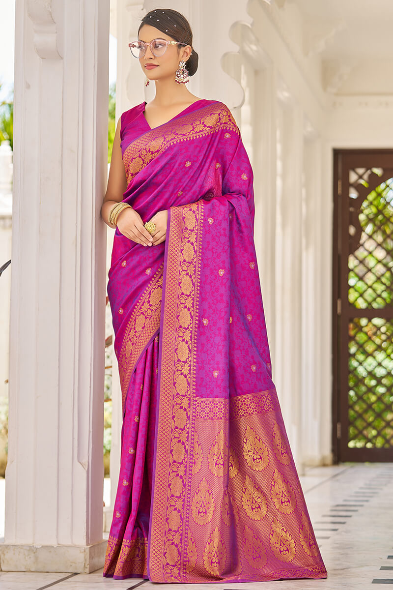 Scrupulous Purple Kanjivaram Silk Saree With Inspiring Blouse Piece