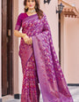 Grandiose Purple Kanjivaram Silk Saree With Desuetude Blouse Piece