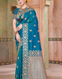 Felicitous Firozi Soft Banarasi Silk Saree With Most Entrancing Blouse Piece