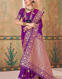 Desirable Purple Soft Banarasi Silk Saree With Pleasant Blouse Piece