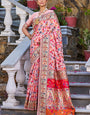 Cynosure Baby Pink Pashmina saree With Lissome Blouse Piece
