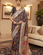 Quixotic Black Pashmina saree With Transcendent Blouse Piece