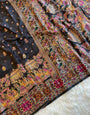 Phenomenal Black Nylon Dola Pashmina Saree With Charming Blouse Piece