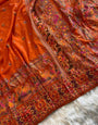 Ravishing Orange Nylon Dola Pashmina Saree With Evocative Blouse Piece