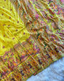 Seraglio Yellow Nylon Dola Pashmina Saree With Imaginative Blouse Piece
