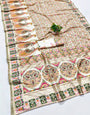 Ravishing Beige Nylon Dola Pashmina Saree With Ebullience Blouse Piece