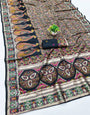 Denouement Black Nylon Dola Pashmina Saree With Cynosure Blouse Piece