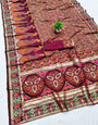 Opulent Wine Nylon Dola Pashmina Saree With Verdant Blouse Piece