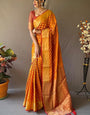 Whimsical Mustard Soft Banarasi Silk Saree With Sizzling Blouse Piece