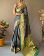 Glorious Navy Blue Soft Banarasi Silk Saree With Dazzling Blouse Piece