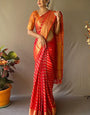 Divine Red Soft Banarasi Silk Saree With Mesmeric Blouse Piece