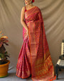 Profuse Dark Pink Patola Silk Saree with Marvellous Blouse Piece